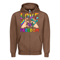 Chestnut Love Is Freedom Zipper Hoodie - BundleAndBundleShop