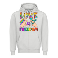 Dove Grey Love Is Freedom Zipper Hoodie - BundleAndBundleShop