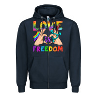 Navy Love Is Freedom Zipper Hoodie - BundleAndBundleShop