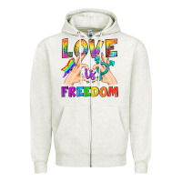 Oatmeal Heather Love Is Freedom Zipper Hoodie - BundleAndBundleShop