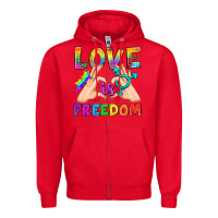 Red Love Is Freedom Zipper Hoodie - BundleAndBundleShop