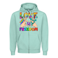 Seafoam Love Is Freedom Zipper Hoodie - BundleAndBundleShop