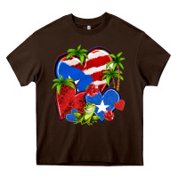 Chocolate Brown puerto rico hearts Heavy Core Tee - NancyCooperArtShop