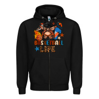 Black basketball life messy bun Zipper Hoodie - FaDigitalArtStudio