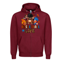 Burgundy basketball life messy bun Zipper Hoodie - FaDigitalArtStudio