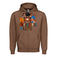Chestnut basketball life messy bun Zipper Hoodie - FaDigitalArtStudio