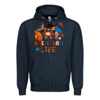 Navy basketball life messy bun Zipper Hoodie - FaDigitalArtStudio