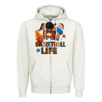 Oatmeal Heather basketball life messy bun Zipper Hoodie - FaDigitalArtStudio