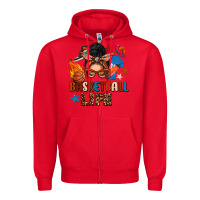 Red basketball life messy bun Zipper Hoodie - FaDigitalArtStudio