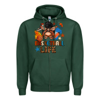 Sports Green basketball life messy bun Zipper Hoodie - FaDigitalArtStudio