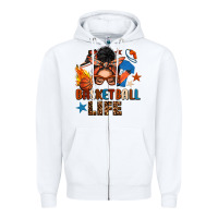 White basketball life messy bun Zipper Hoodie - FaDigitalArtStudio