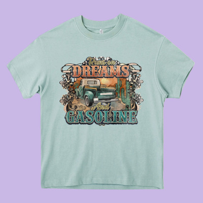Runs On Dreams And Gasoline Truck Western Heavy Core Tee Designed By Nancycooperartshop