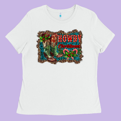 Howdy Christmas Boots Ladies Tee Designed By Ranaportraitstore