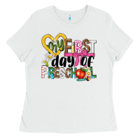White my first day of preschool Ladies Tee - NancyCooperArtShop