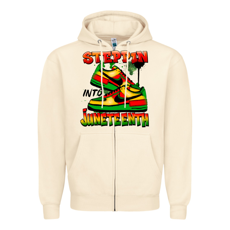 Steppin' Into Juneteenth Zipper Hoodie by FaDigitalArtStudio | Teevron