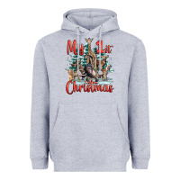 Heather Grey my first christmas baby safari animals Heavyweight Hoodie - LillyAllenDesigns