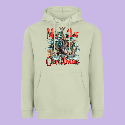 My First Christmas Baby Safari Animals Heavyweight Hoodie Designed By Lillyallendesigns