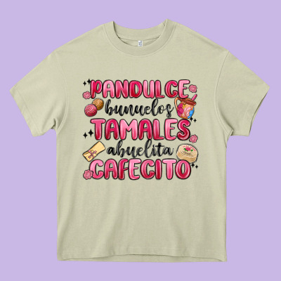 Pandulce Bunuelos Tamales Abuelita Cafecito Heavy Core Tee Designed By Maliassmallbusiness