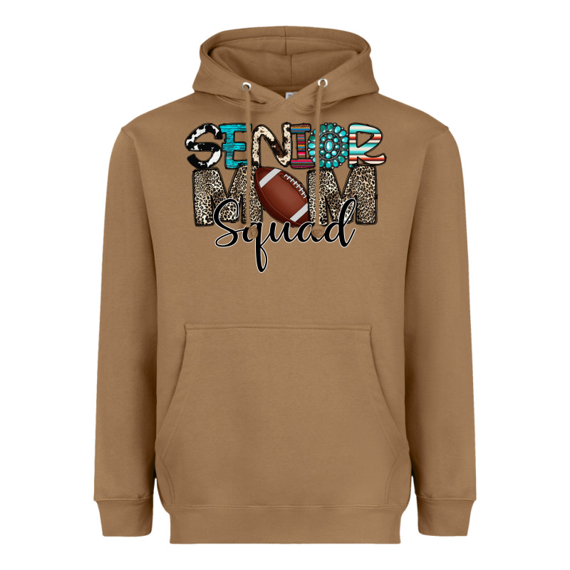 Senior Mom Squad Football Design Heavyweight Hoodie by CowhideDigitalArt | Teevron
