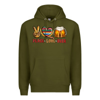 Army Green peace love beer bbs Premium Hoodie - BundleAndBundleShop