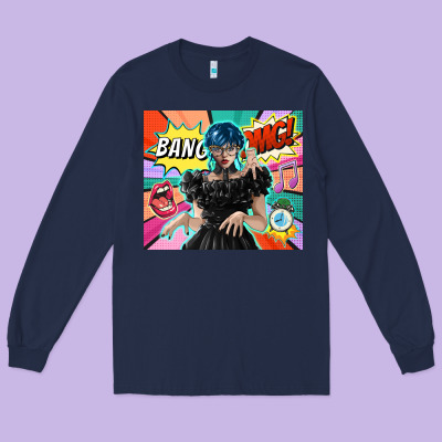 Pop Art Gothic Girl Long Sleeve Tee Designed By Tumblerdesignbyshophia