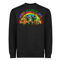 Black Happy St. Patrick's Day rainbow gnomes Heavyweight Sweatshirt - CowGirlArtShop