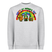 Heather Grey Happy St. Patrick's Day rainbow gnomes Heavyweight Sweatshirt - CowGirlArtShop