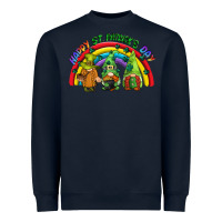 Navy Happy St. Patrick's Day rainbow gnomes Heavyweight Sweatshirt - CowGirlArtShop