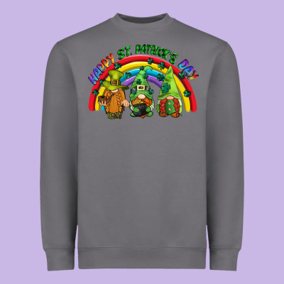 Happy St. Patrick's Day Rainbow Gnomes Heavyweight Sweatshirt Designed By Cowgirlartshop