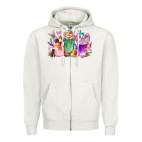 Oatmeal Heather Easter Coffee Cups With Bunny Zipper Hoodie - BundleAndBundleShop