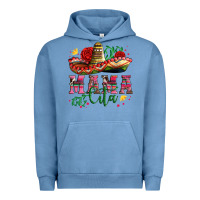 Pigment Pebble Blue mama cita with sombrero hat and roses Urban Hoodie - Artiststas