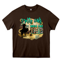 Chocolate Brown pretty girls walk like this Heavy Core Tee - NancyCooperArtShop