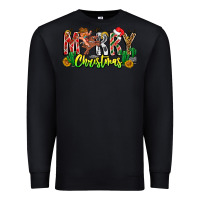 Black Merry Christmas Premium Sweatshirt - CowhideDigitalArt