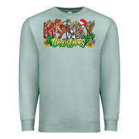 Seafoam Merry Christmas Premium Sweatshirt - CowhideDigitalArt