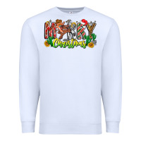 White Merry Christmas Premium Sweatshirt - CowhideDigitalArt