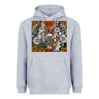Heather Grey bunny Easter Heavyweight Hoodie - CowhideDigitalArt