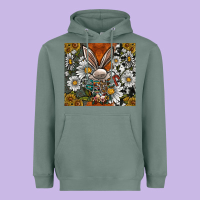Bunny Easter Heavyweight Hoodie Designed By Cowhidedigitalart