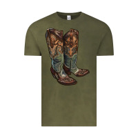 Vintage Olive cowgirl boots Vintage Tee - RanaPortraitStore