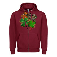 Burgundy leopard shamrock Zipper Hoodie - FaDigitalArtStudio