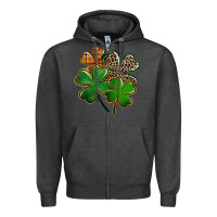 Charcoal Heather leopard shamrock Zipper Hoodie - FaDigitalArtStudio