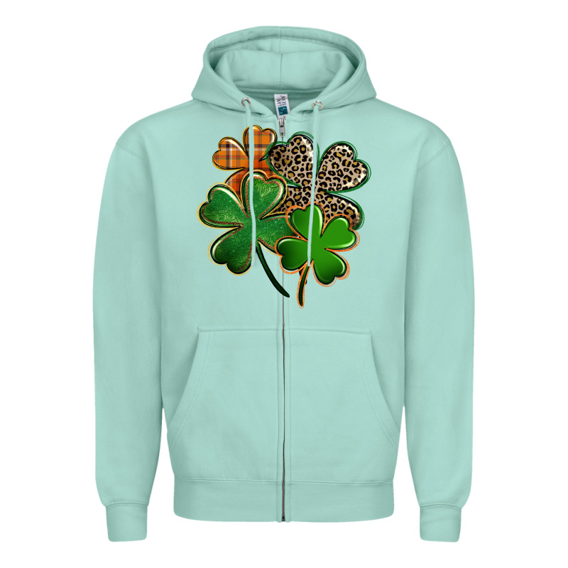 Leopard Shamrock Zipper Hoodie by FaDigitalArtStudio | Teevron