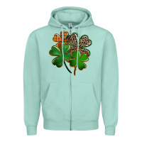 Seafoam leopard shamrock Zipper Hoodie - FaDigitalArtStudio