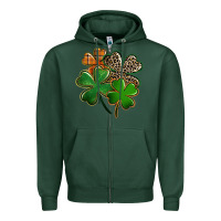 Sports Green leopard shamrock Zipper Hoodie - FaDigitalArtStudio
