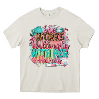 Cream she works willingly with her hands Heavy Core Tee - NancyCooperArtShop