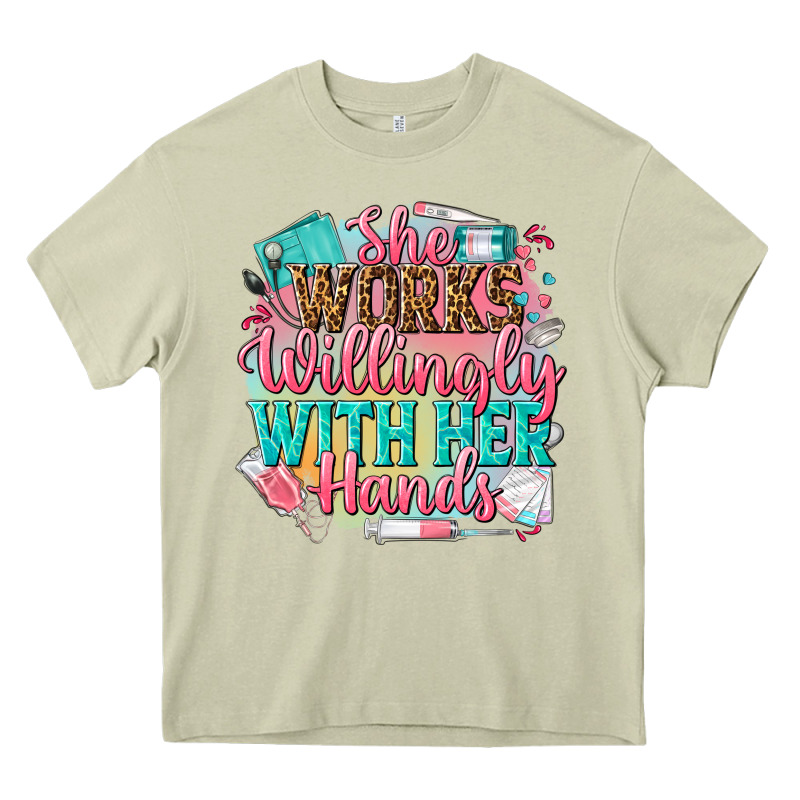 She Works Willingly With Her Hands Heavy Core Tee by NancyCooperArtShop | Teevron