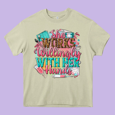 She Works Willingly With Her Hands Heavy Core Tee Designed By Nancycooperartshop