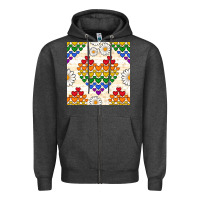 Charcoal Heather Pride lgbtq hearts and daisy seamless pattern Zipper Hoodie - BundleAndBundleShop