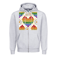 Heather Grey Pride lgbtq hearts and daisy seamless pattern Zipper Hoodie - BundleAndBundleShop