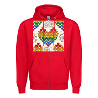 Red Pride lgbtq hearts and daisy seamless pattern Zipper Hoodie - BundleAndBundleShop