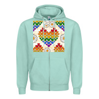 Seafoam Pride lgbtq hearts and daisy seamless pattern Zipper Hoodie - BundleAndBundleShop